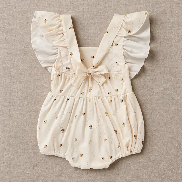 Bee Frill Bubble Romper — Cream