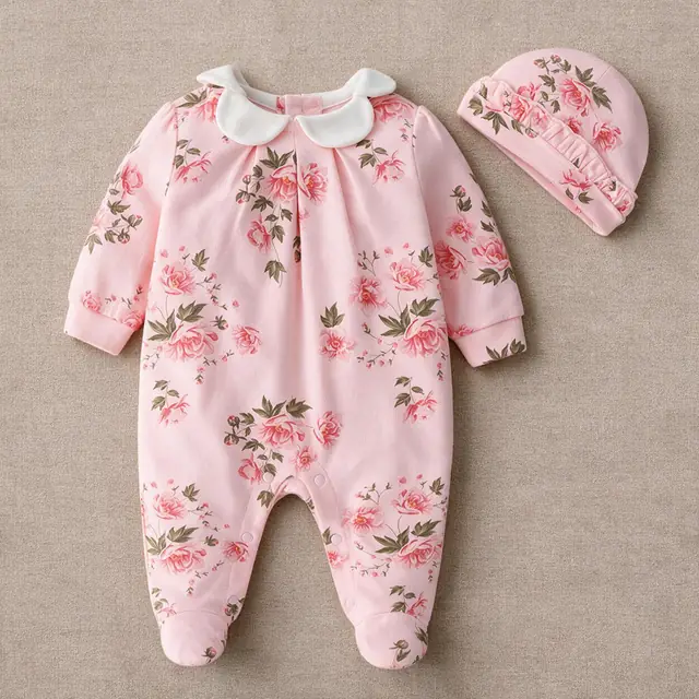 Rosebud Footed Sleepsuit