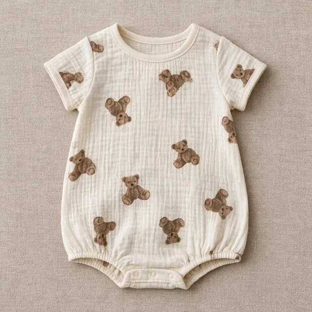Teddy Print Bubble Romper
