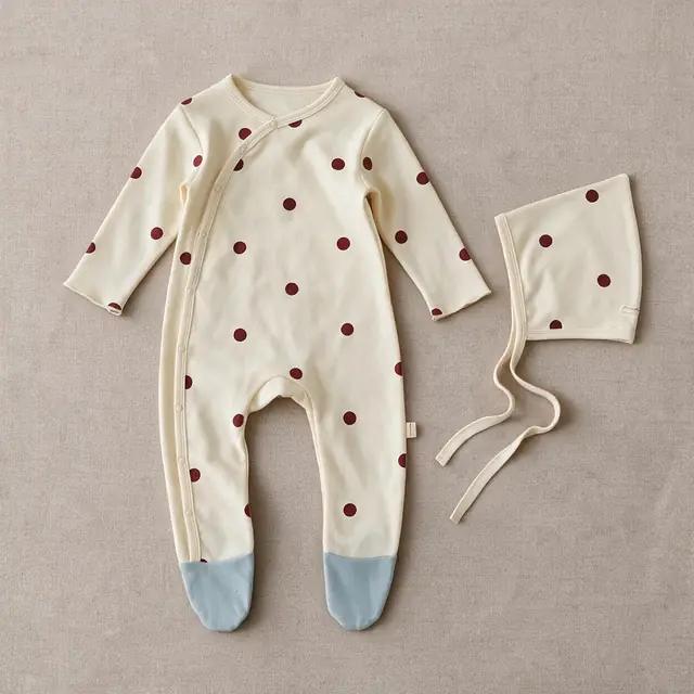 Beige Apricot With Red Dots