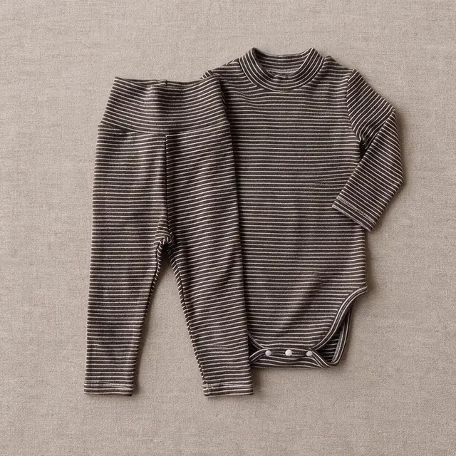 Ticking Mock Neck Set