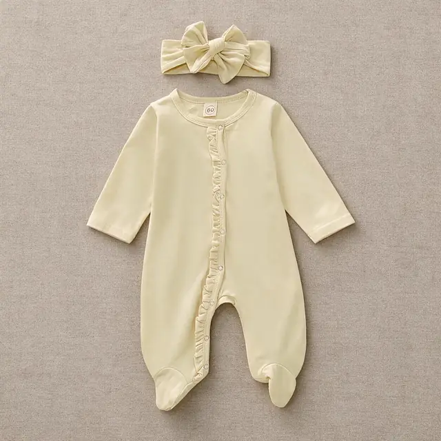 Frill Placket Footed Sleepsuit