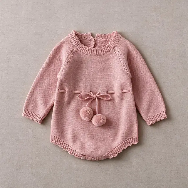 Shell-Edge Pompom Romper