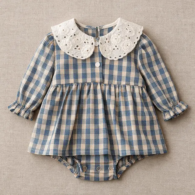 Broderie Check Romper