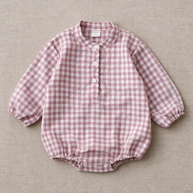 Gingham Button Bubble Romper