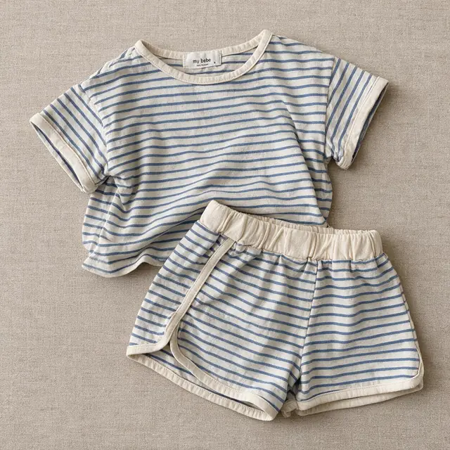 Striped Tee and Shorts Set