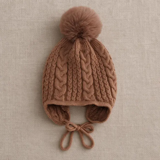 Aran Cable Pompom Bonnet
