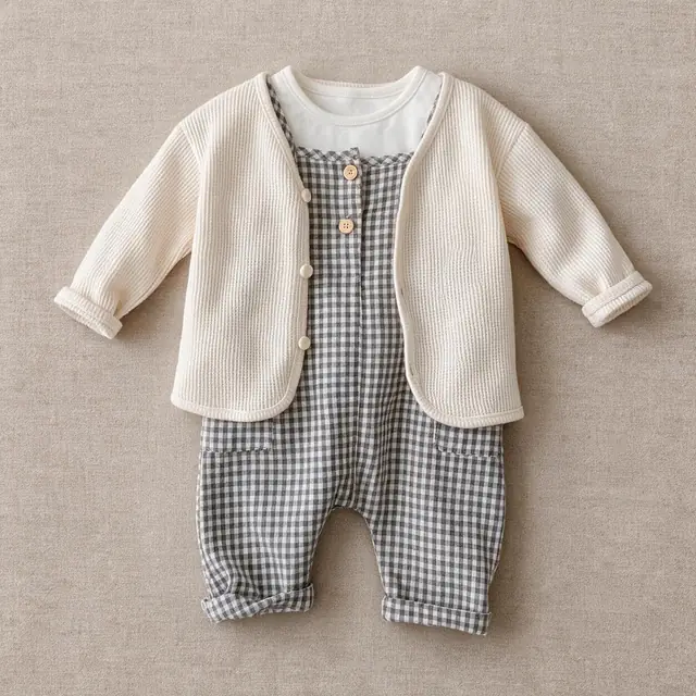 Picnic Check Overalls Set