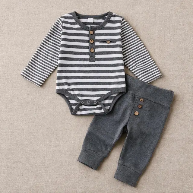 Ticking Henley Set