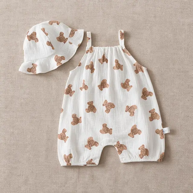Bramble Bear Strap Romper Set