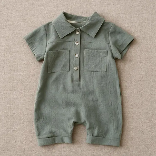 Patch Pocket Shirt Romper