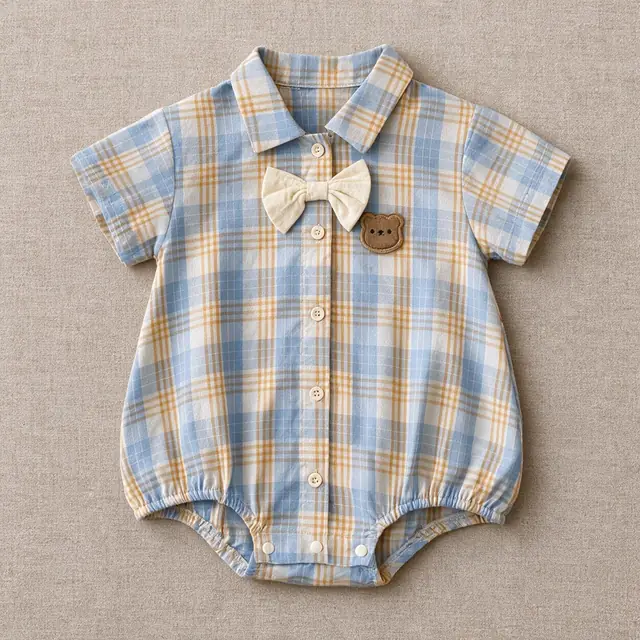 Teddy Check Bubble Romper