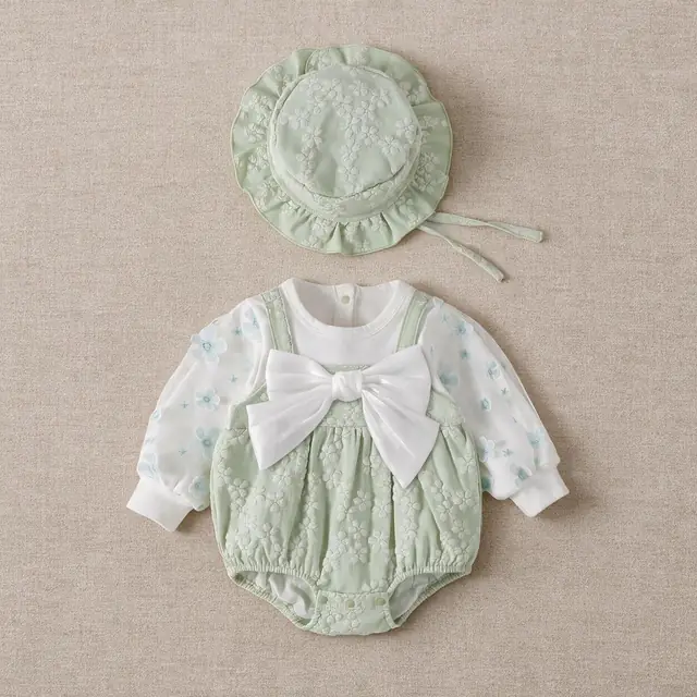 Meadow Ribbon Bubble Romper Set