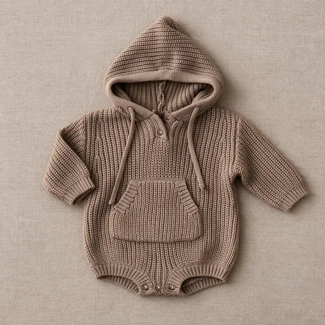 Ribbed Hood Bubble Romper