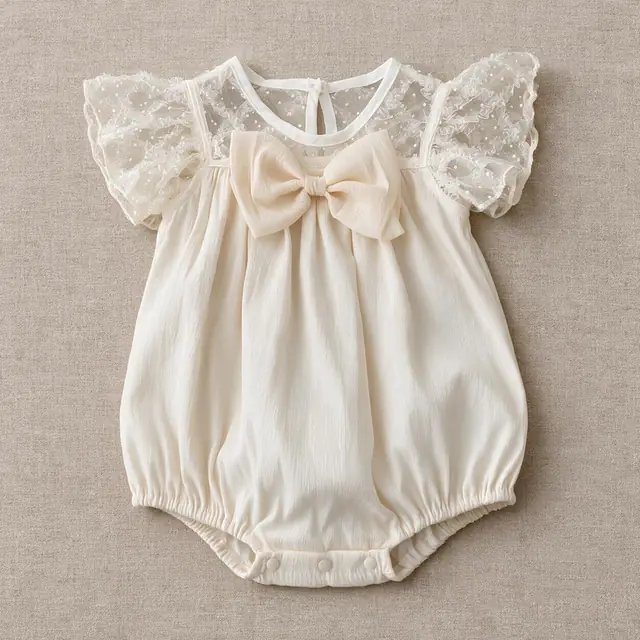 Christening Bow Bubble Romper