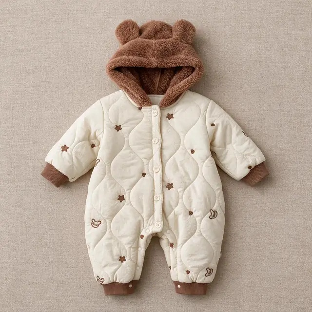 Quilted Bear-Ear Jumpsuit