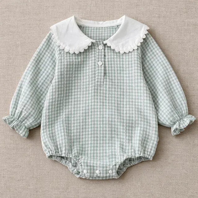 Gingham Scallop Bubble Romper