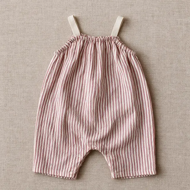 Ticking Gathered Jumpsuit