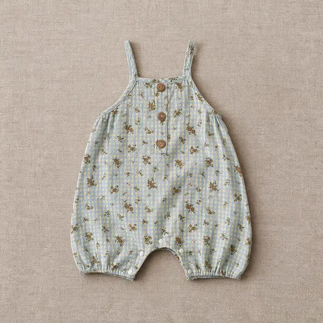 Rosebud Gingham Romper