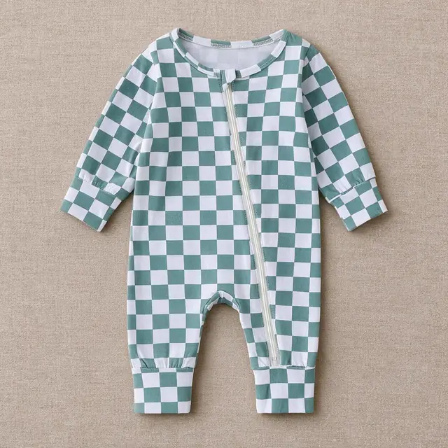 Check Zip Romper
