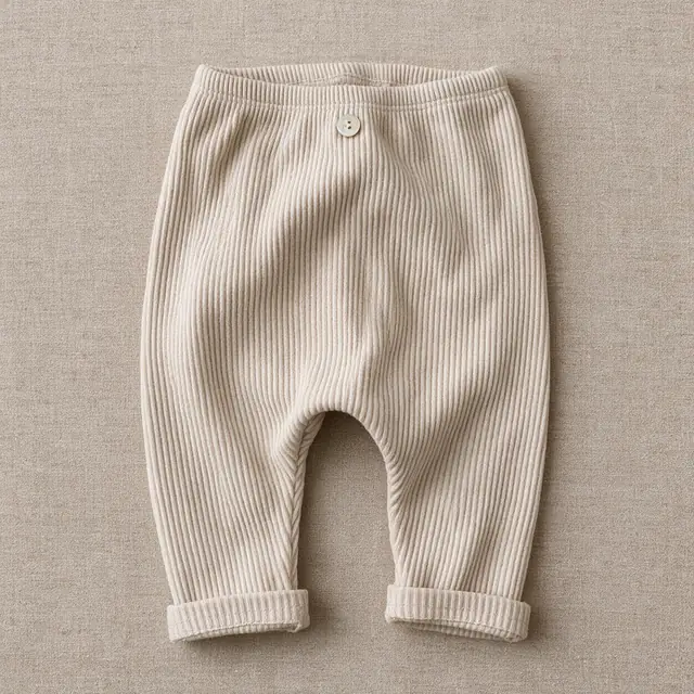 Rib Single-Button Pants