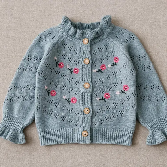 Rosebud Frill-Collar Cardigan