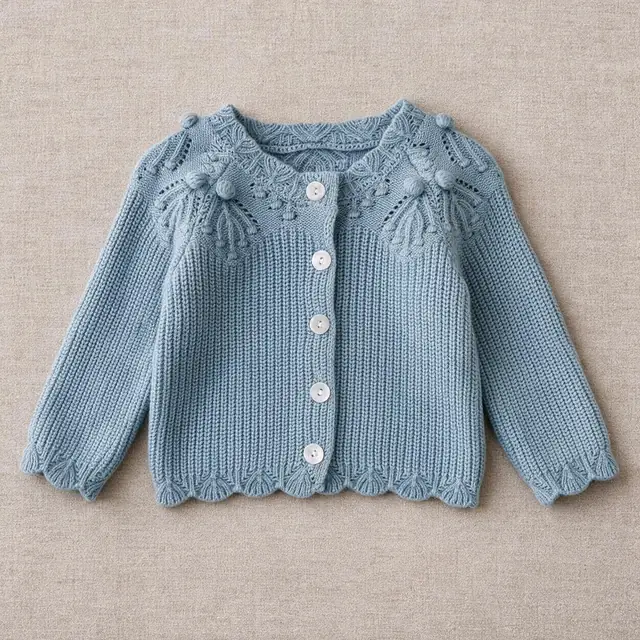 Shell Pom-Pom Cardigan