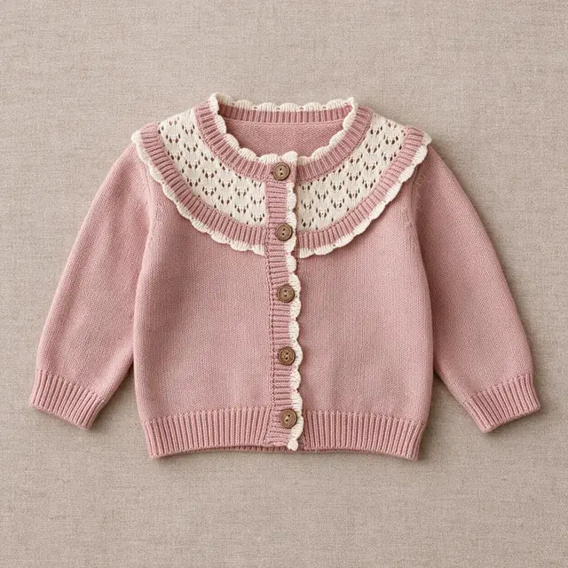 Openwork Scallop Cardigan