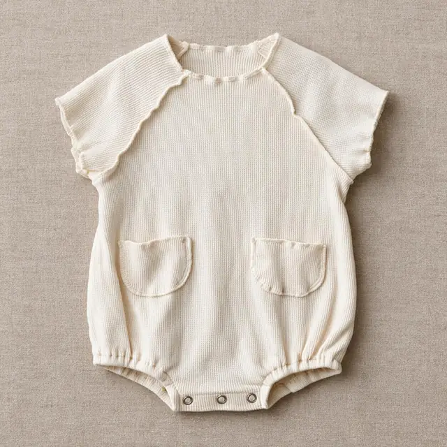 Shell-Edge Pocket Bubble Romper