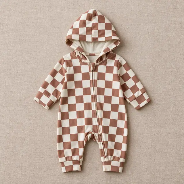 Checkerboard Hooded Romper