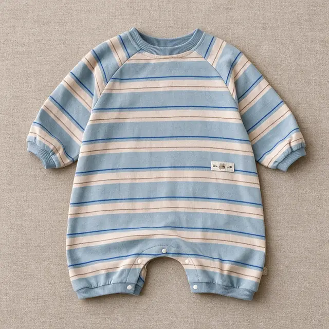 Ticking Raglan Romper