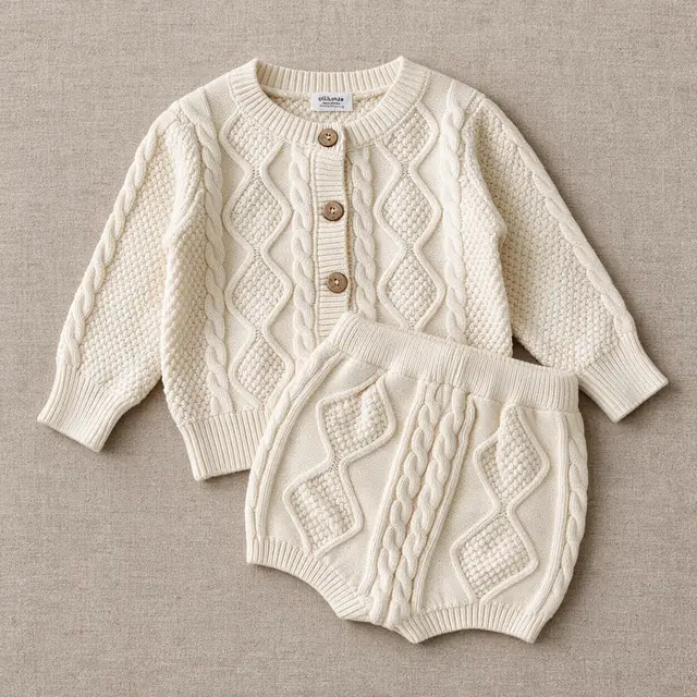 Aran Plait Cardigan Set