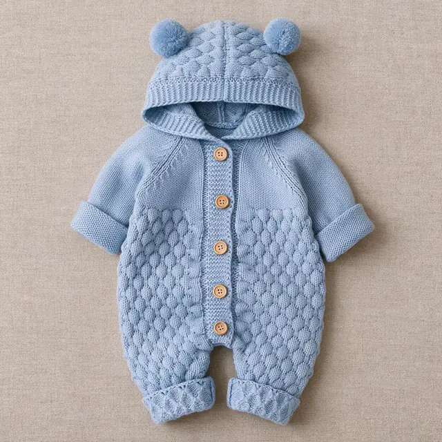 Pom-Ear Hooded Jumpsuit