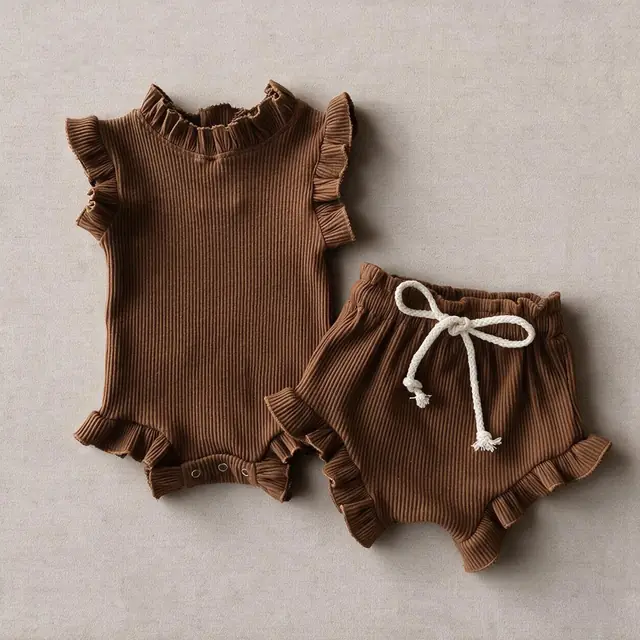 Frill Edge Bloomer Set — Cocoa